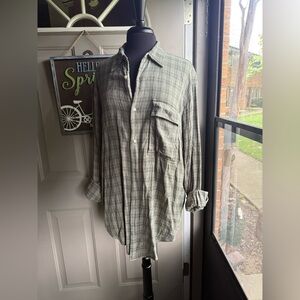 Vintage Y2K CK Calvin Klein button down soft plaid shirt, size XL